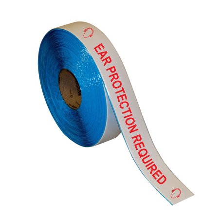 SUPERIOR MARK Floor Marking Message Tape, 2in x 100Ft , EAR PROTECTION REQUIRED IN-40-715I